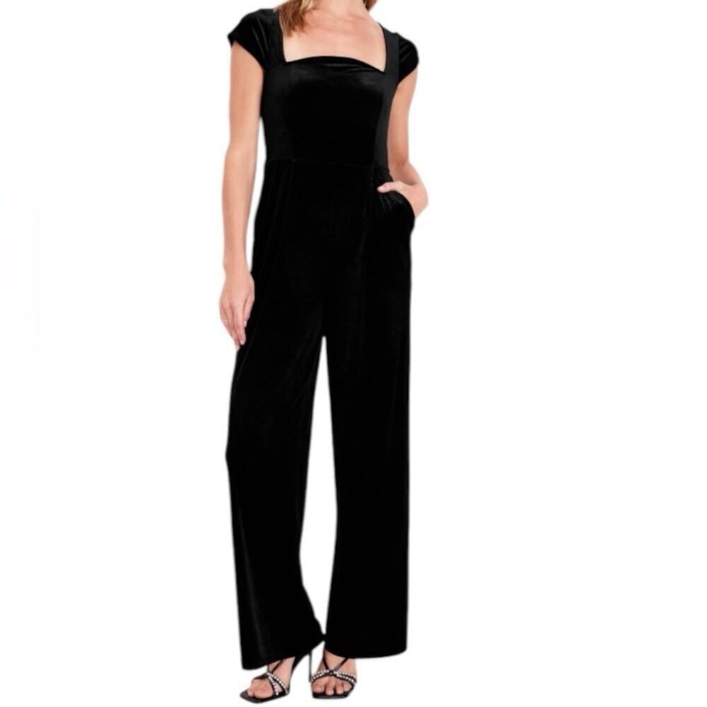 Old Navy black Fit & Flare Velvet Jumpsuit